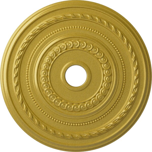 Ekena Millwork Cole Ceiling Medallion (Fits Canopies up to 9 1/8"), 25 3/8"OD x 3 3/8"ID x 1 3/8"P, Rich Gold CM25CORGS - main